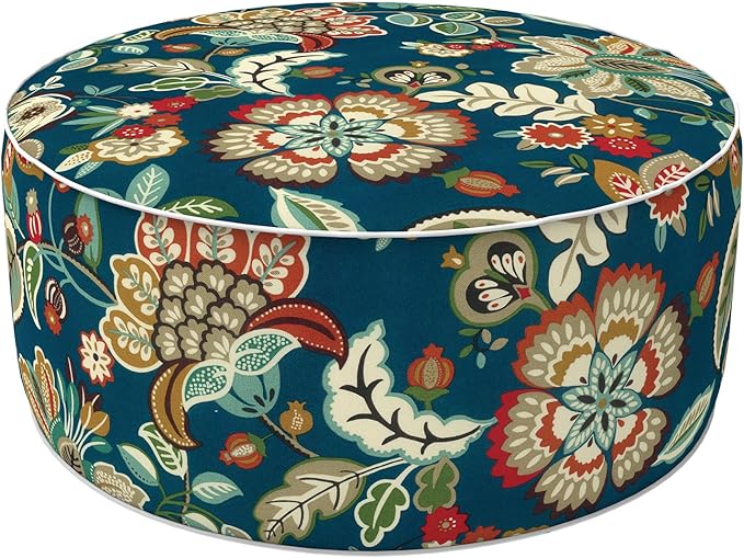 LVTXIII Inflatable Stool Ottoman Footrest with Handle, All Weather Foot Rest, Indoor or Outdoor Use for Home Patio Garden and Camping, D21 x H9, Peacock Blue