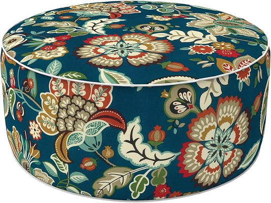 LVTXIII Inflatable Stool Ottoman Footrest with Handle, All Weather Foot Rest, Indoor or Outdoor Use for Home Patio Garden and Camping, D21 x H9, Peacock Blue