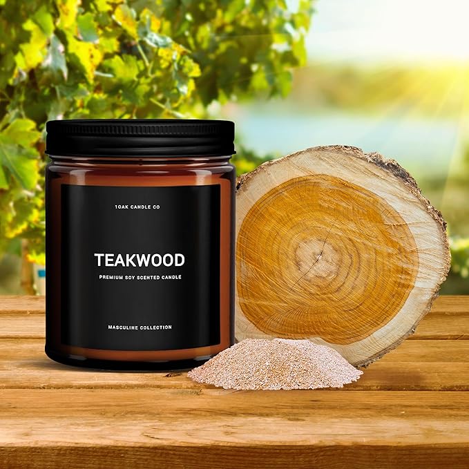 1OAK Scented Candles for Men - Teakwood & Masculine - Soy Wax, Long Burning Premium