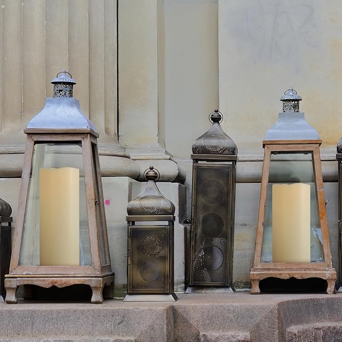 4" x 8" Large Outdoor Flameless Candles with Remote and Timer, Waterproof Battery Operated Flickering LED Pillar Candles for Home, Lantern, Porch, Ivory, 2 Pack