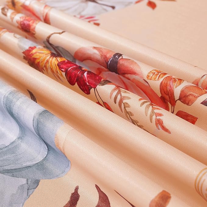 SASTYBALE Thanksgiving Tablecloths for Rectangle Tables 60 x 84 Inch Pumpkins Tablecloth with Checkered, Vintage Farmhouse Spill-Proof Fabric Table Covers for Autumn Harvest & Fall Decor, Orange