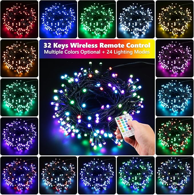 iBaycon Color Changing Christmas Lights, 66FT 200 LED RGB Halloween String Lights Outdoor, Fairy Twinkle Tree Lights with Remote Timer Plug in for Xmas Room Indoor Party Holiday Decorations