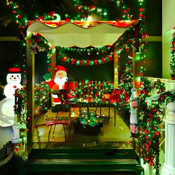 Dazzle Bright Red and Green Christmas Mini String Lights, 20FT 100 Count Incandescent Waterproof Fairy Lights Plug in, Connectable Christmas Decorations for Indoor Outdoor Home Party Garden Yard