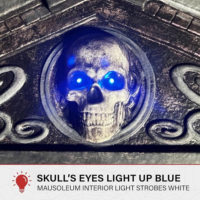 Haunted Hill Farm 6.7-Ft Animatronic Mausoleum by Tekky, Halloween Animatronic, Spooky House Wall Decoration, Creepy Indoor & Covered Outdoor Party Decor Motion-Activated Lights & Sound, LifeSize