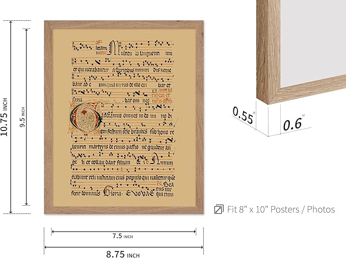 Poster Master Vintage Hymnal Poster - Retro Music Print - Gift for Artist, Friend - Graduale Aboense, Gregorian Chant Manuscript, Score - Wall Decor for Living Room, Bedroom, 8x10 Beige Framed