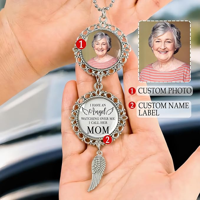 2025 Personalized Memorial Metal Alloy Car Hanging Ornament - Christmas, Birthday, for Loss of Loved One - Custom Photo in Loving Memory Keepsake Decoration