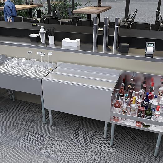 AmGood 18.5 in. x 36 in. Underbar Ice Bin with Sliding Lid | NSF | Stainless Steel Ice Chest with Sliding Lid