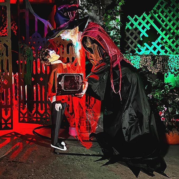 Haunted Hill Farm 7-Ft Animatronic Soul Harvester by Tekky, Halloween Animatronic, Spooky Prop & Party Decoration, Indoor & Covered Outdoor Creepy Witch Decor Motion-Activated Lights & Sound, LifeSize