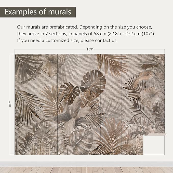 AFZEVEB-Jungle Wallpaper Vintage Tropical Plants Wall murals for Bedroom 159"x107" (Not Peel and Stick)