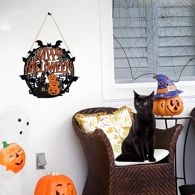 Halloween Indoor Decor Decorations Warm Halloween Decorations for Bedrooms, Halloween Pumpkin Door Sign Decorations, Halloween Pumpkin Decorations Can Hanging Various Indoor and Outdoor Occasions