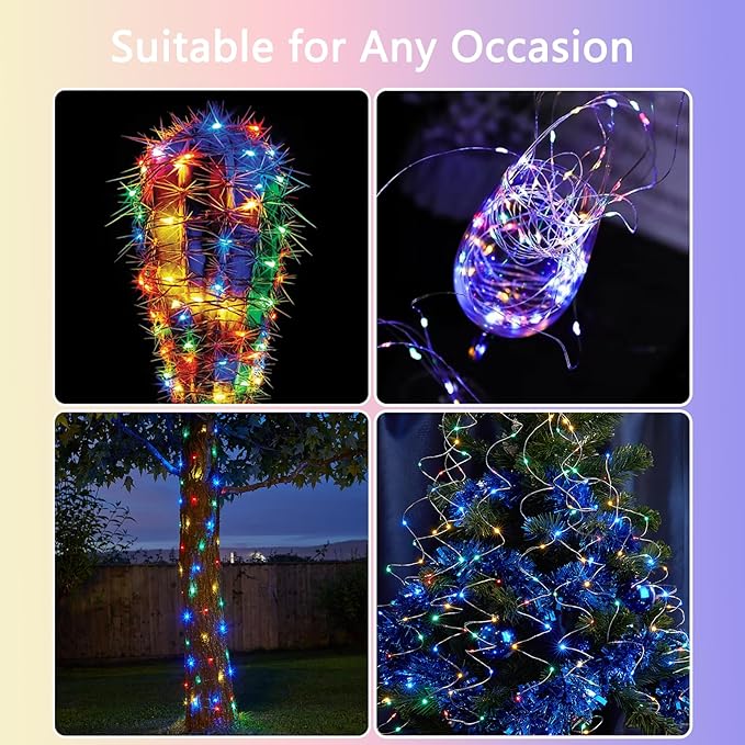 4 Pack Fairy Lights Battery Operated with Remote Control Timer, 26 FT 80 LED String Lights Outdoor Indoor, 8 Mode Twinkle Lights for Christmas Party Wedding Birthday Bedroom Decorations (Multicolor)