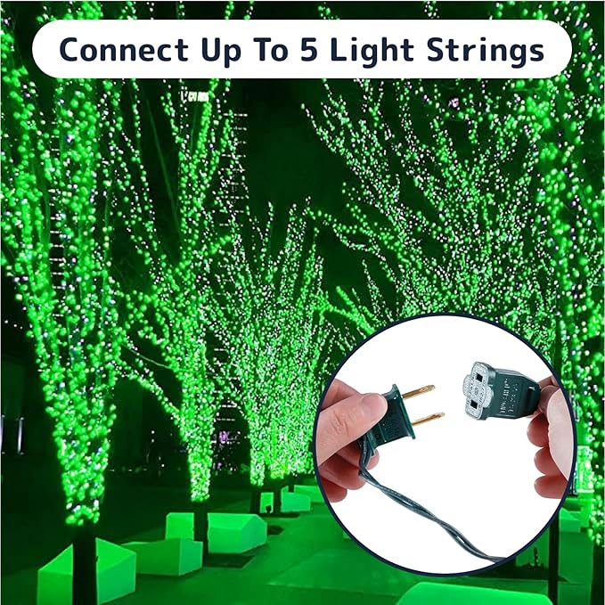 PREXTEX 100 Count Green Christmas Lights - 20 ft Warm Twinkle String Lights with Green Wire for Indoor and Outdoor Holiday Decor, Christmas Trees, Patios and More