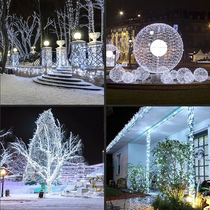 600LED (12pk of 50L) String Lights, LED Christmas Lights, 6" SPACING,Green Wire, White