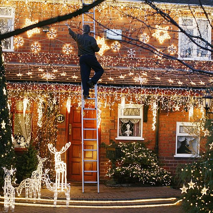 JMEXSUSS Christmas Icicle Lights for Outside-800 LED Warm White Icicle Lights Outdoor Waterproof, Warm White Christmas String Light for House Wedding Party Christmas Decoration