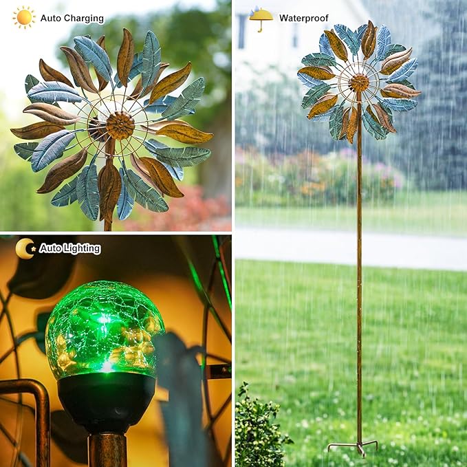Solar Wind Spinners 87 Inch Extra Large Metal for Yard, Garden Decor Yard Art Windmills for Outdoor