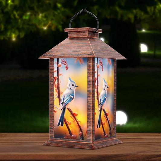 Solar Lanterns Outdoor, Waterproof Garden Hanging Lanterns with LED Flickering Flameless Candles for Mom Grandma Women Lantern Decorative Outdoor for Yard, Garden,Party Decor