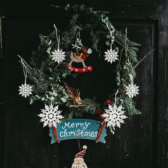 36pcs Snowflakes-Christmas Tree Decorations, Snowflake Ornaments for Tree, Plastic Glitter White Snow Flakes Ornaments, Christmas Indoor Winter Wonderland Decor