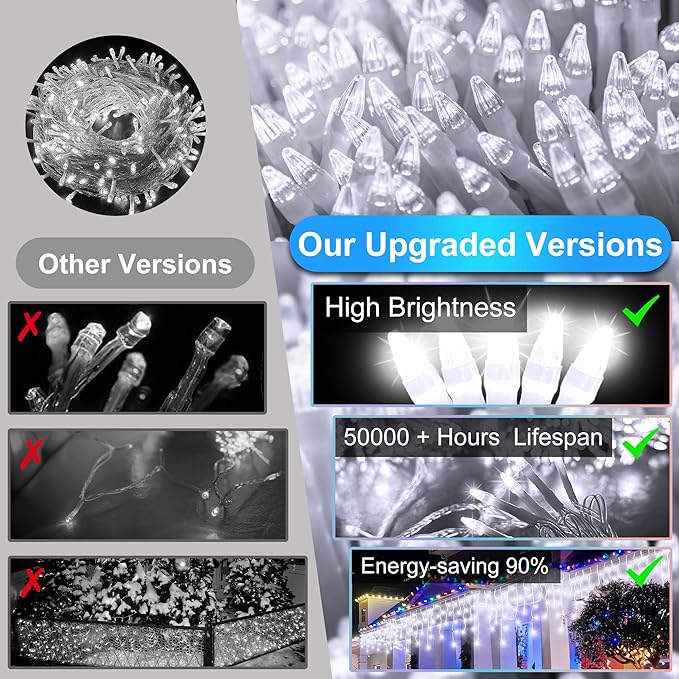 1620 LED Christmas Lights with 360 Drops,164ft 8 Modes Fairy Hanging String Lights with Time Waterproof, Plug-in Hanging String Lights for Holiday Wedding Party Christmas Decor (Cool White)