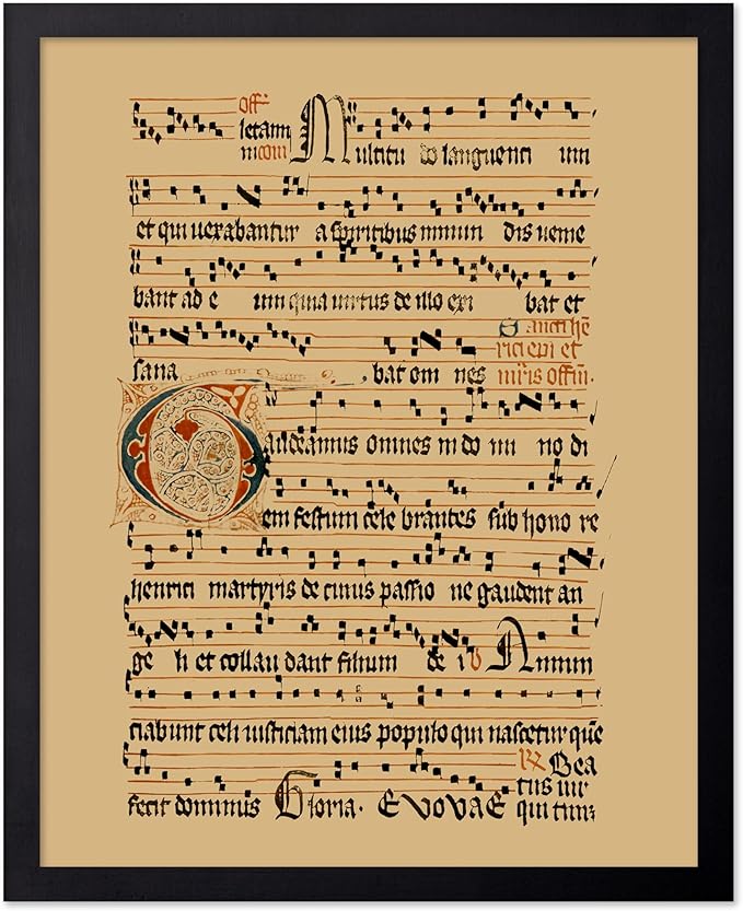 Poster Master Vintage Hymnal Poster - Retro Music Print - Gift for Artist, Friend - Graduale Aboense, Gregorian Chant Manuscript, Score - Wall Decor for Living Room, Bedroom, 16x20 Black Framed