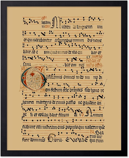 Poster Master Vintage Hymnal Poster - Retro Music Print - Gift for Artist, Friend - Graduale Aboense, Gregorian Chant Manuscript, Score - Wall Decor for Living Room, Bedroom, 16x20 Black Framed