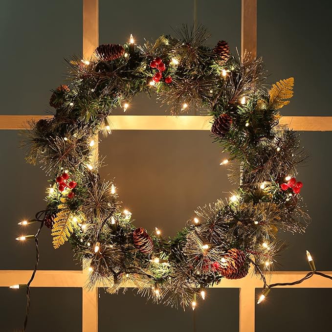 Toodour Clear Christmas Lights, 25ft 100 Count Incandescent Indoor Outdoor String Lights, UL Certified Connectable Green Wire Mini Bulb Light for Home, Party, New Year, Xmas Tree Decor - Warm White