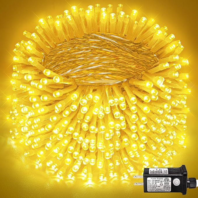 800 LED Christmas Lights Outdoor, Warm White Christmas Lights Indoor 8 Modes 262FT Clear Wire, Plug in Twinkle Fairy String Light for Outside Bedroom Wedding Xmas Tree Party Decorations