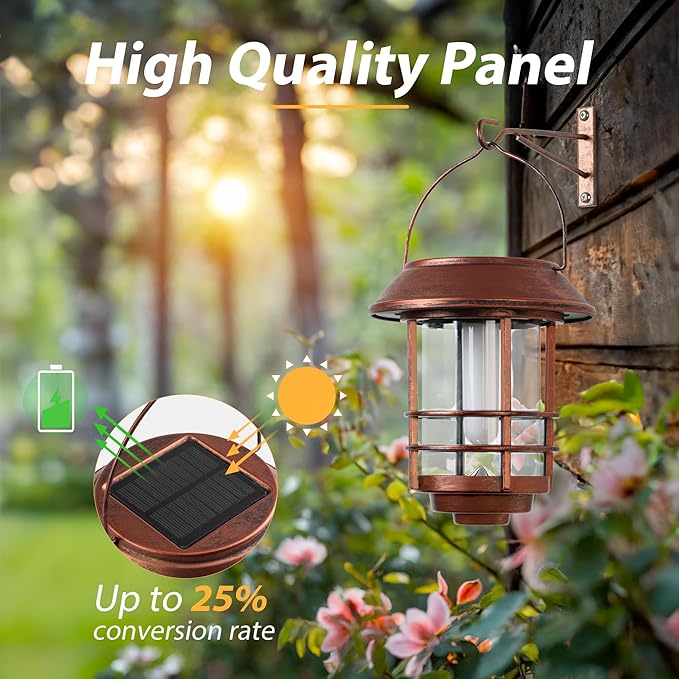 Otdair Solar Wall Lantern Outdoor, Flickering Flames Solar Sconce Lights Outdoor, Hanging Lamps Wall Mount for Front Porch, Patio and Yard, 2 Pack, Bronze
