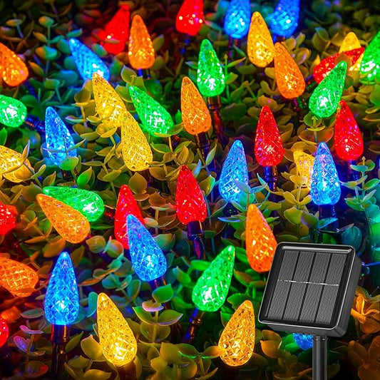 Brightown Solar Operated C6 Strawberry String Lights, 39ft 100 LEDs Multicolor LED Christmas Fairy Lights, Solar Christmas Lights Outdoor, Christmas Decorations for Christmas Tree, Garden Decor