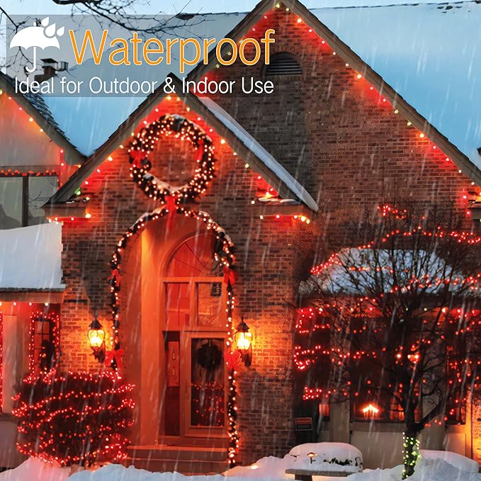 Brizled Red Christmas Lights, 33ft 100 LED Christmas String Lights, 5mm Wide Angle Mini Xmas Tree Lights, 120V UL Certified Connectable Xmas Light for Tree Party Wedding Home Indoor Outdoor Decoration