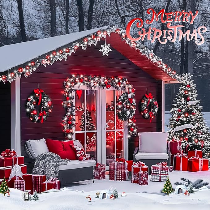 JMEXSUSS 66ft 200 LED Red and White Christmas Lights, Outdoor String Plug-in, Expandable for Tree Outside Party Home Decorations