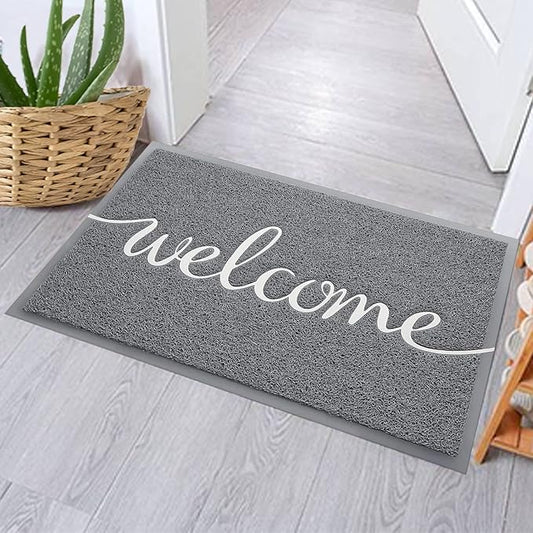 Durable Low Profile Floor Mat, Indoor and Outdoor, Non Slip Rug, Easy to Clean Welcome Mat, for High Traffic Areas, Entryway, Patio (36x24", Grey)
