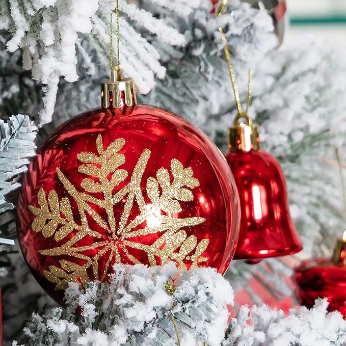 116Pcs Red Christmas Ball Ornaments Set, Shatterproof Christmas Hanging Decoration Set with Gift Box, Assorted Decorative Baubles Set for Xmas Tree/Home/Wedding/Party/Holiday (Red)