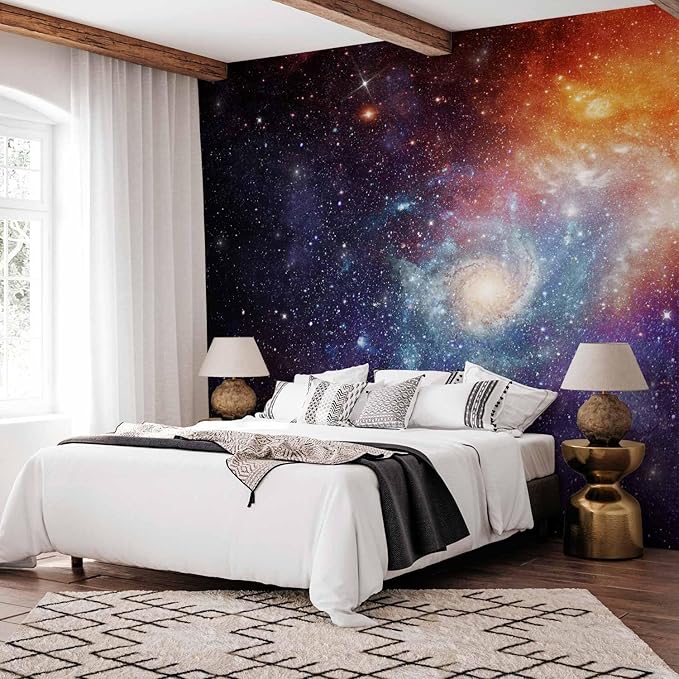 artgeist Wall Mural Cosmos Galaxy 77x55 in - Peel and Stick Self-Adhesive Wallpaper Removable Large Sticker Foil Wall Decor Print Picture Image Design f-C-0101-a-a