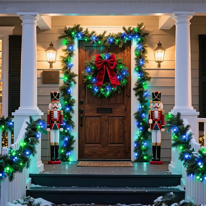 Blue Green Christmas Lights Outdoor Waterproof 131ft 400 LED Christmas Lights Clear Wire Connectable Twinkle Fairy String Light Plug in for Indoor Bedroom Wedding Classroom Tree Decorations