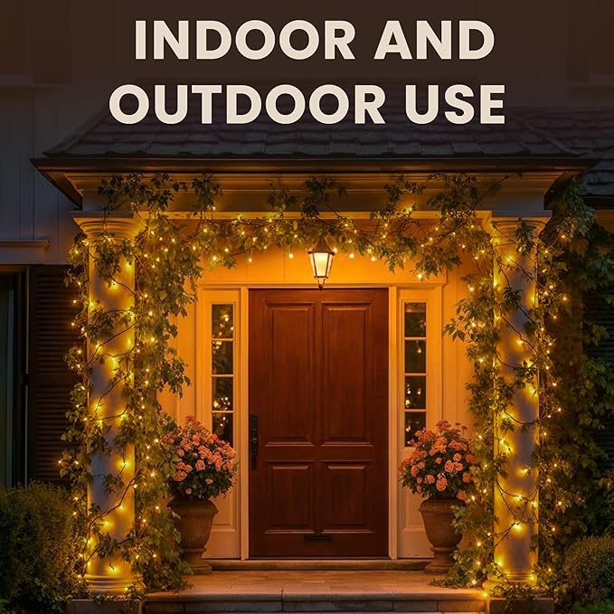 Teeny Lights 50Ct Brown - Warm Mini Bulbs with Brown Cord - Indoor/Outdoor Water-Resistant Farmhouse String Lights for Patio, Wedding, Home Decor, Rustic Christmas