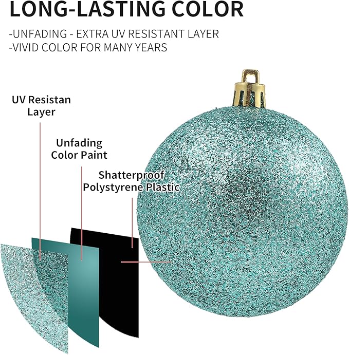 LANGXUN 36pcs Peacock Christmas Tree Decorations Balls, Bolas De Navidad, 2025 Christmas Decor, Indoor Outdoor Shatterproof Christmas Ornaments, Xmars Party Wedding Suppiles