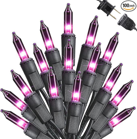 Toodour Purple Halloween Lights, 25ft 100 Count Incandescent Halloween String Lights, UL Certified Connectable Mini Bulbs String Lights for Home, Garden, Porch, Yard, Patio, Party, Indoor Decoration