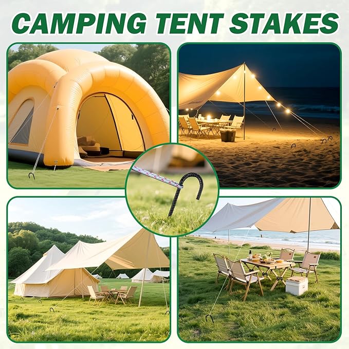 16 Inch Ground Stakes Heavy Duty,16 Pack Metal Fence Stakes for Ground for Wire Fencing,Heavy Duty Long Tent Stakes for Trampolines Camping Canopies and Swing Set