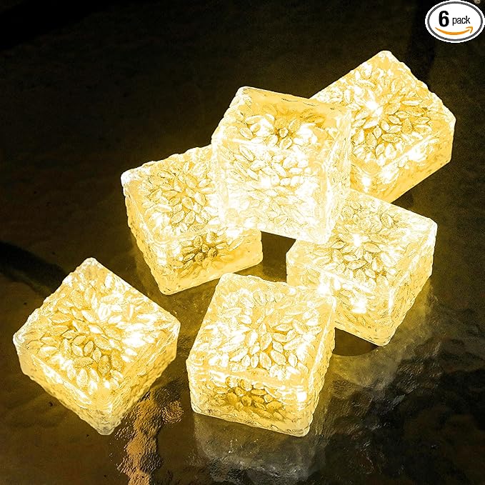 Solar Brick Lights Outdoor Solar Lights Outdoor Waterproof Patio Brick Lights Garden Decor for Outside 6 Packs for Patio,Yard,Walkway,Pathway Decor