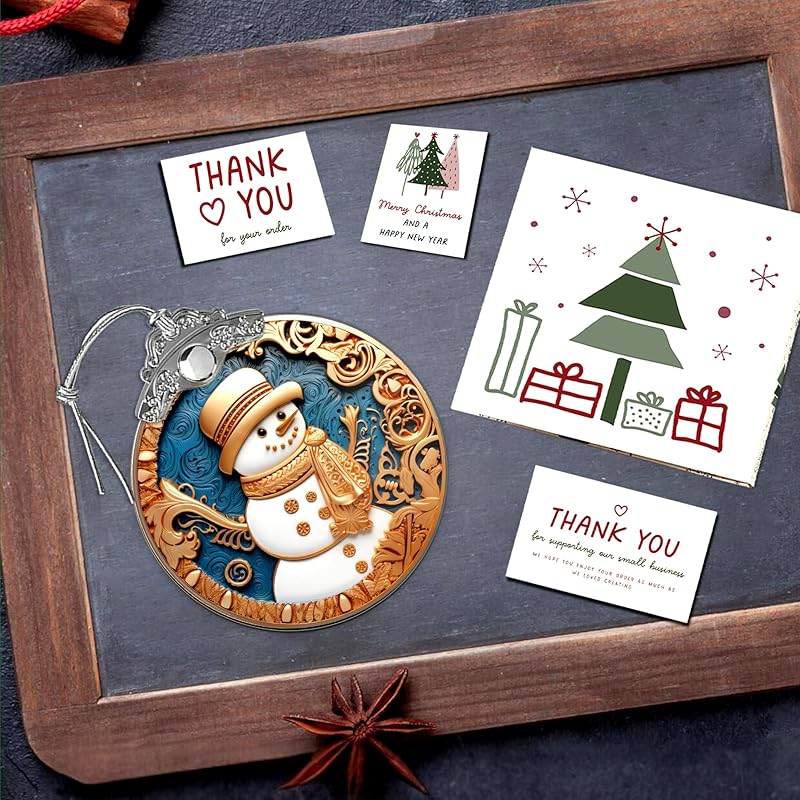 2025 Christmas Ornament, Stained Glass Effections, Christmas Tree 4 Inch Acrylic Ornament Art, White Elephant Gifts Car Interiors Decors, Christmas Decor (Yellow Hat Snowman)