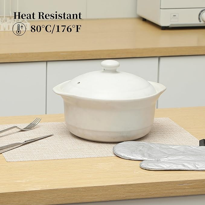 Leetaltree Beige Placemats Set of 8 - Heat Resistant Non-Slip Place mats for Dining Table, Washable Durable PVC Vinyl Woven Table Mats（Beige, 8）