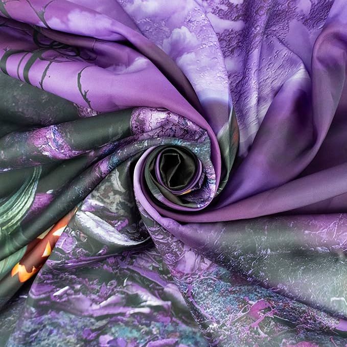 LB Halloween Tapestry Horror Witch Cat and Dead Tree Pumpkin Lights with Spooky Graveyard Tapestry Wall Hanging Purple Full Moon over Misty Forest Wall Decor for Bedroom Living Room Dorm 60x40 Inches