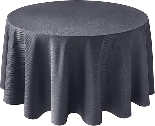 Biscaynebay Textured Fabric Round Tablecloths 108", Dark Grey Water Resistant Washable Table Cloth Circle Folding Table Covers Linen for Dining, Kitchen, Wedding, Parties etc