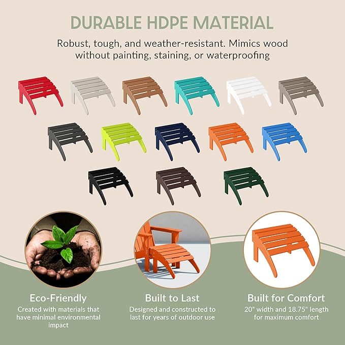 WestinTrends Outdoor Ottoman, Patio Adirondack Ottoman Foot Rest, All Weather Poly Lumber Folding Foot Stool for Adirondack Chair, Widely Used for Outside Porch Pool Lawn Backyard, Orange