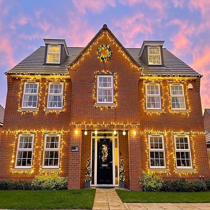 40ft 120 LED Christmas Lights Outdoor, Warm White Christmas String Lights Indoor 8 Modes Clear Wire, Connectable Twinkle Fairy Lights Plug in for Bedroom Wedding Tree Christmas Decorations