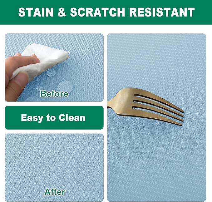 Biscaynebay Textured Fabric Round Tablecloths 90", Light Blue Water Resistant Washable Table Cloths Circle Folding Table Covers Linen for Dining, Kitchen, Wedding, Parties etc.