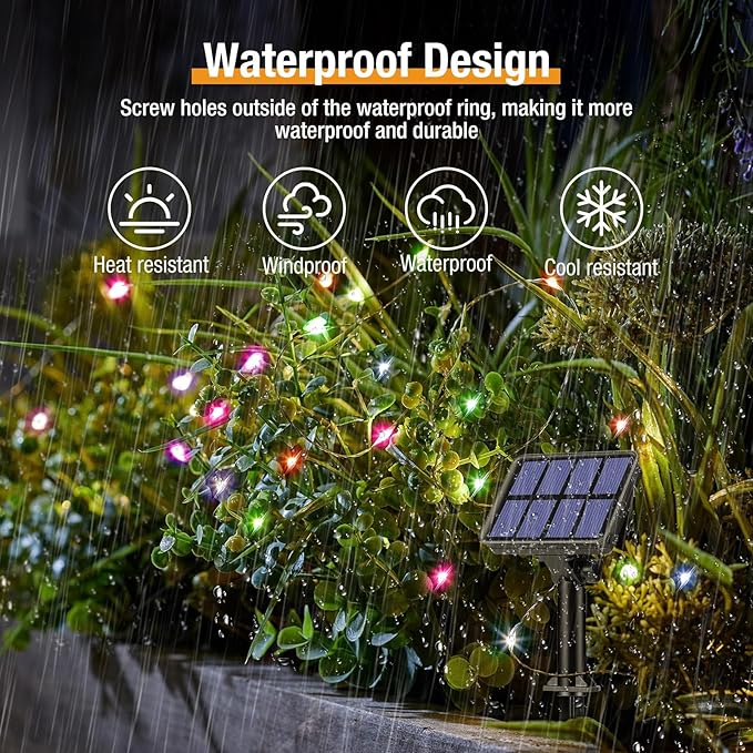 6 Pack Solar String Lights for Outside - 480LED 198FT Solar Fairy Lights Outdoor Waterproof 8 Modes, Copper Wire Solar Powered Twinkle Lights for Tree Garden Christmas Wedding Party Decor, Multicolor