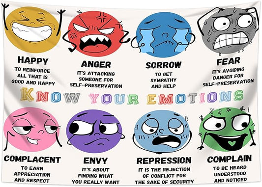 dueeia Mental Health Therapy Tapestry Wall Hanging Counseling Office Classroom Inspirational Motivational Tapestries for School Bedroom Living Room Wall Decor (59.1"x51.2")