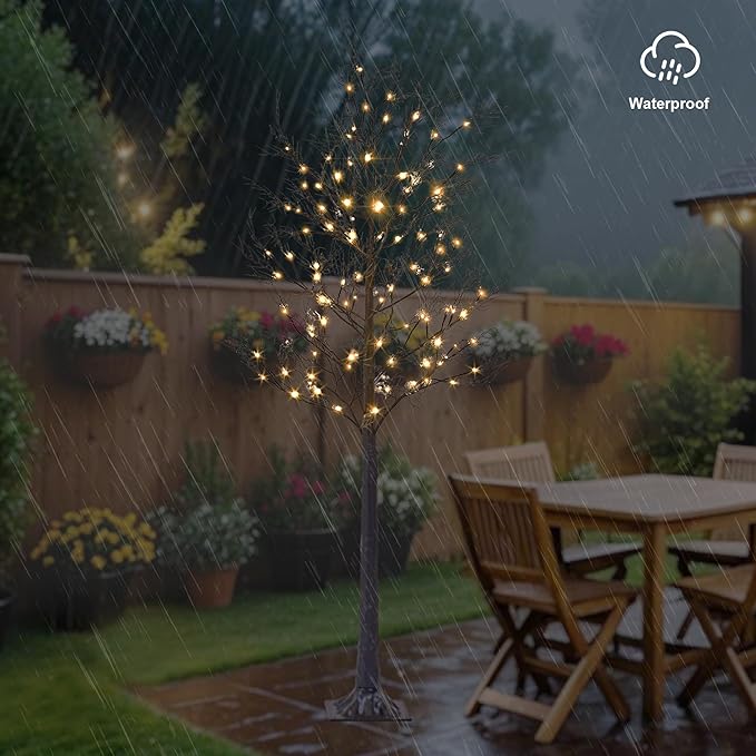 Lightshare 6FT Lighted Willow Tree with 120 Warm LED Lights, Spooky Bare Branch Tree for Indoor Outdoor Decoration, Bendable Branches, Holiday Décor for Porch, Party, Home, Halloween & Christmas