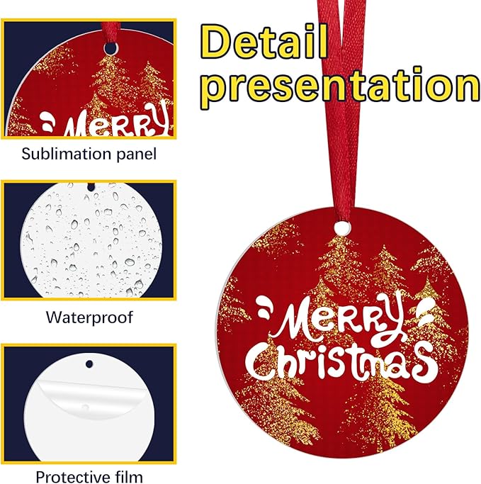 36 pcs Metal Sublimation Ornament Blanks,Sublimation Christmas Ornament Blanks for Christmas Tree Decor Blank Ornaments,Double Sided Sublimation Ornaments Round Sublimation Blanks
